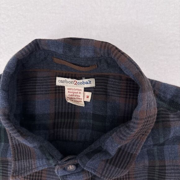 Carbon 2 Cobalt Shirt Mens Size Medium Blue Plaid Button Up Plaid Casual - Picture 6 of 10